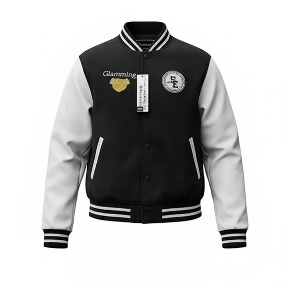 Rebel Minds Jackets & Blazers - NWOT Rebel Minds /"Glamming Sisters" Brand, Black Varsity Women's Jacket, Small